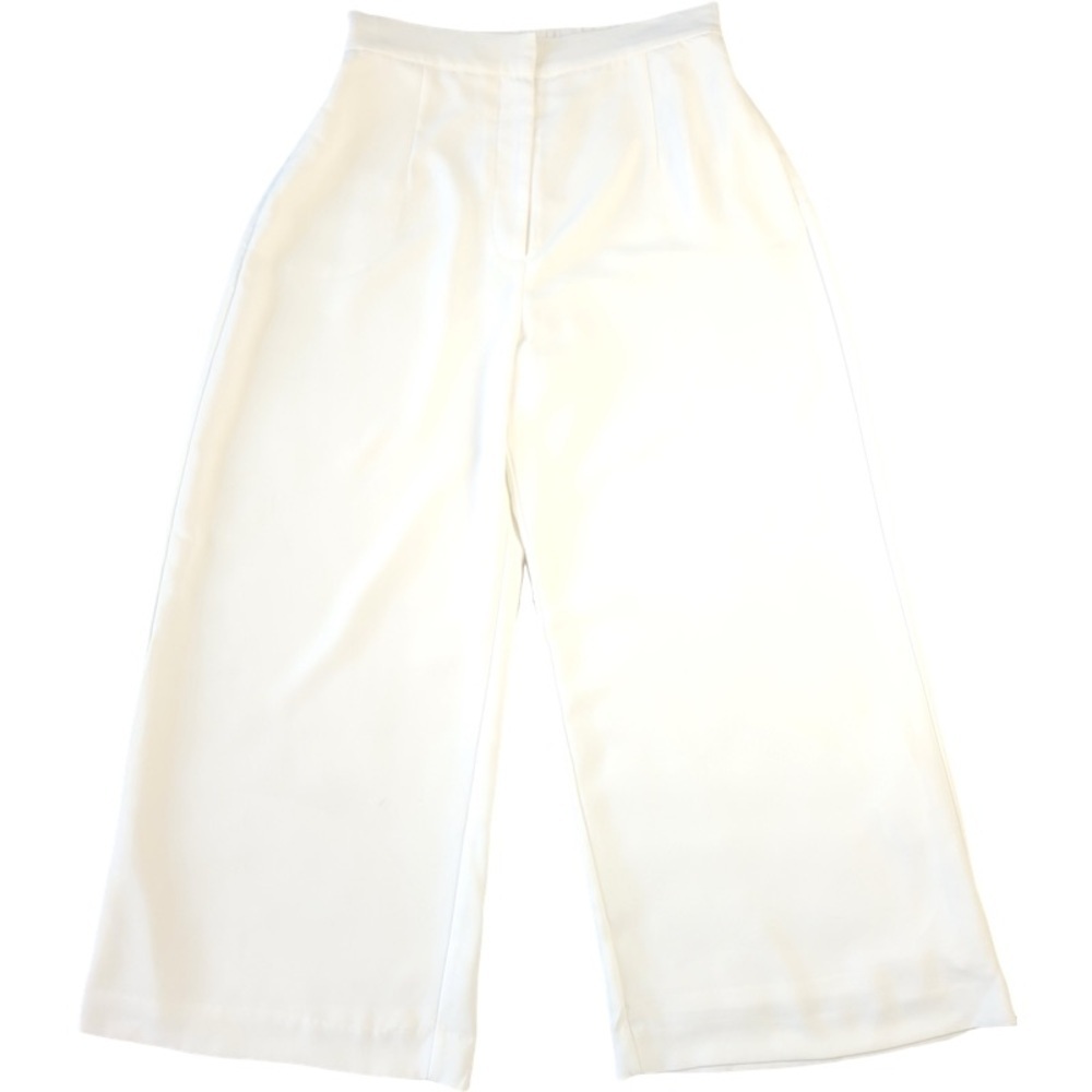 ✅ Wayf high rise wide leg cropped lined pants white size M